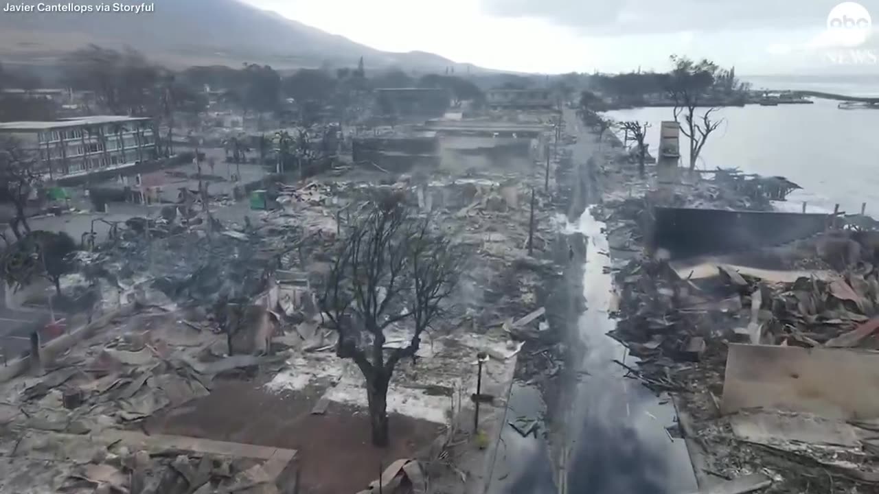 Drone footage reveals devastation after Maui fires_ ABC News