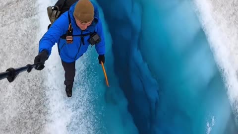 Don’t fall in… it’s an ice water pool on top of the largest ice shelf in Iceland 😍❄️! .