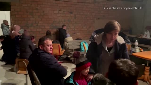 Kyiv residents seek shelter in church