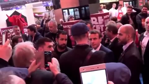 People greet Macron with an egg, in Egypt. Even the French approve of this.