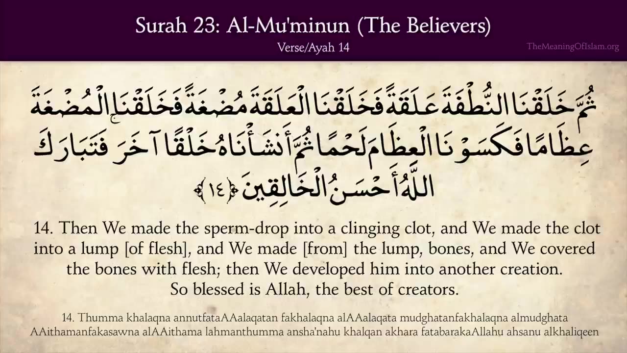 Quran: 23. Surat Al-Mu'minun (The Believers): Arabic and English translation