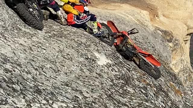 Enduro Rider Has Close Call With Mountain Edge