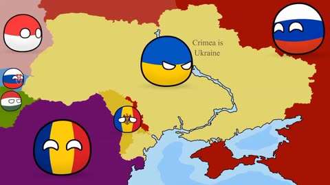 War in Ukraine map (2014-2022) Countryballs