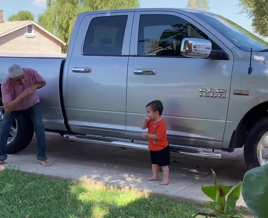 Toddler Faceplanted Racing with Grandpa