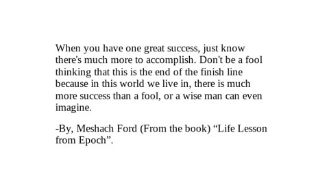 Life Lesson from Epoch