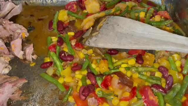 A scrappy lunch of left over lamb becomes a delicious Aga stir fry