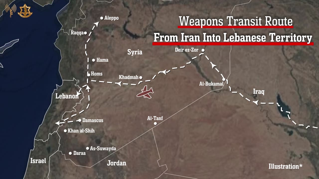 Attached is an illustration of the weapons smuggling route from Iran to Lebanon