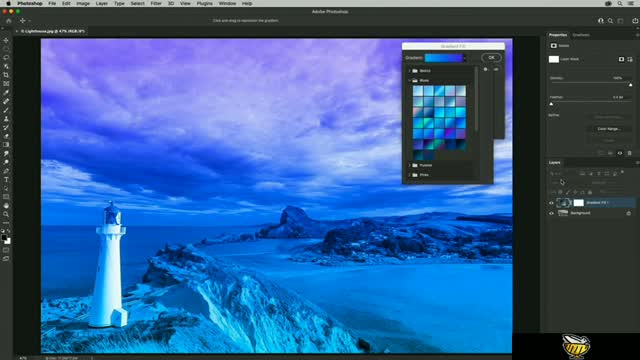 Using a gradient fill layer to add a color wash