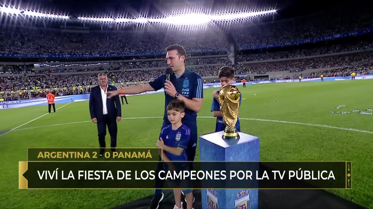 Agradecimiento de Scaloni al Monumental - Argentina 2-0 Panamá - Amistoso 2023