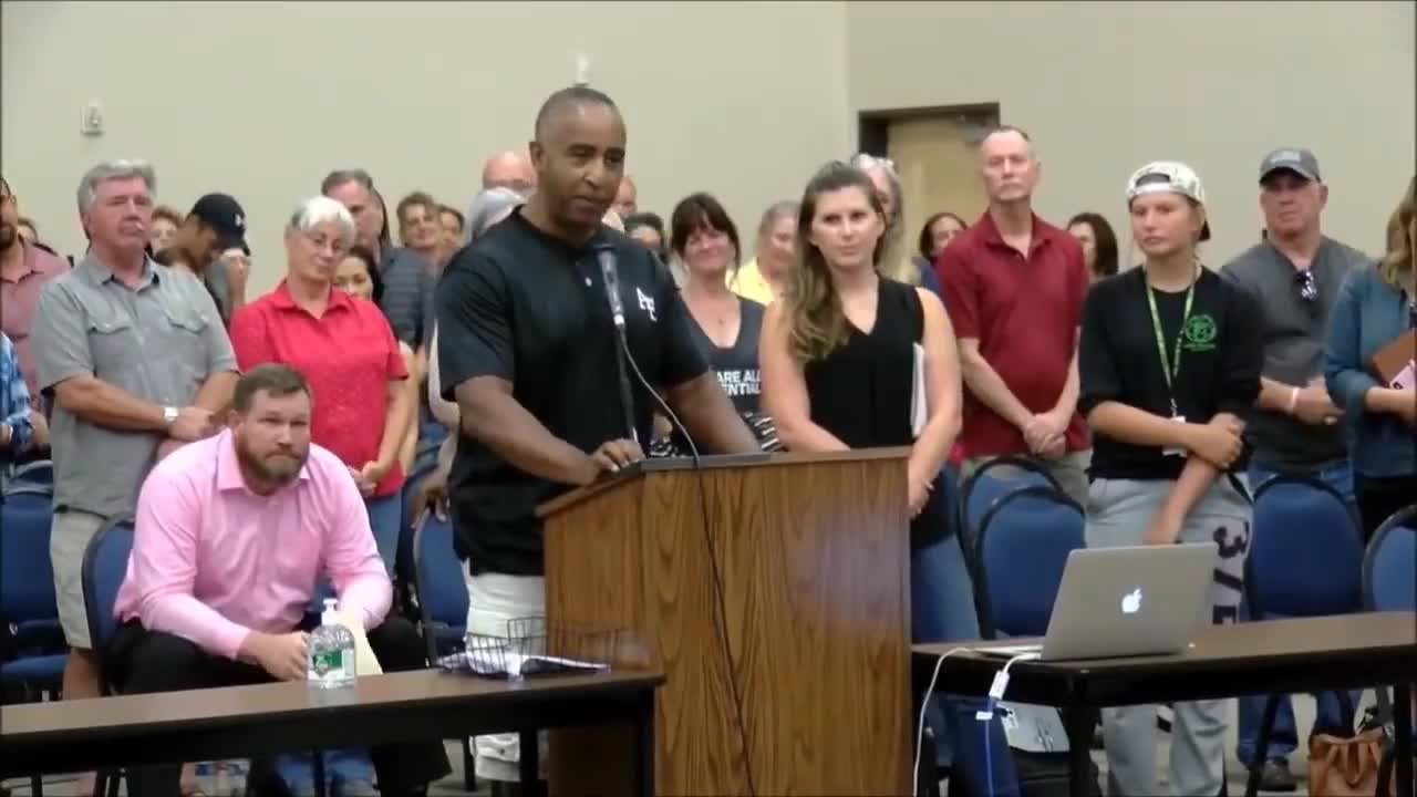 Father gets up and smashes school board over "critical race theory"