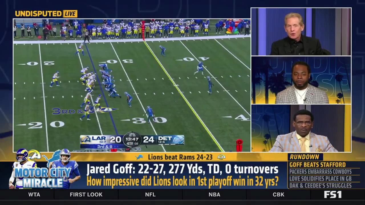 UNDISPUTED Skip Bayless reacts Goff leads Lions to first playoff win in 32 years, 24-23