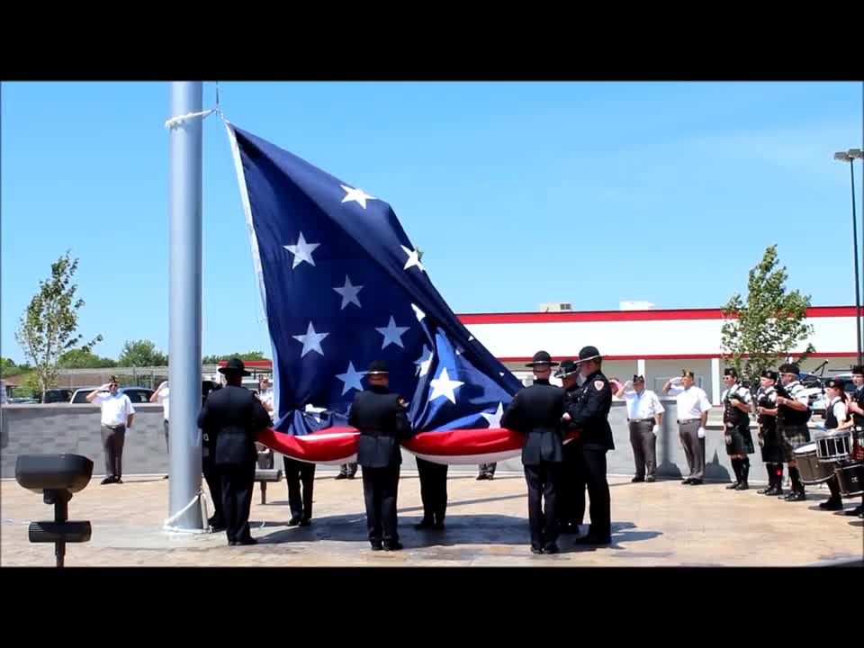 The Raising of the Flag ~ Morris' 9/11 Memorial Park ~ 6-14-12