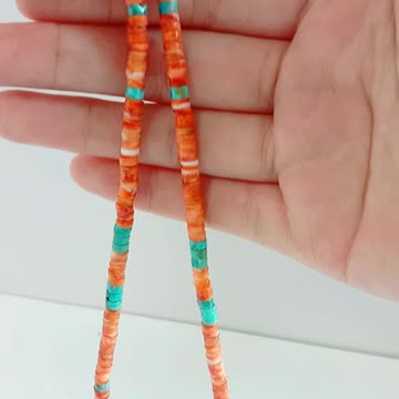 Turquoise heishi and sakura onyx faceted Amazonite beads necklace gemstone pendant choker gift 04