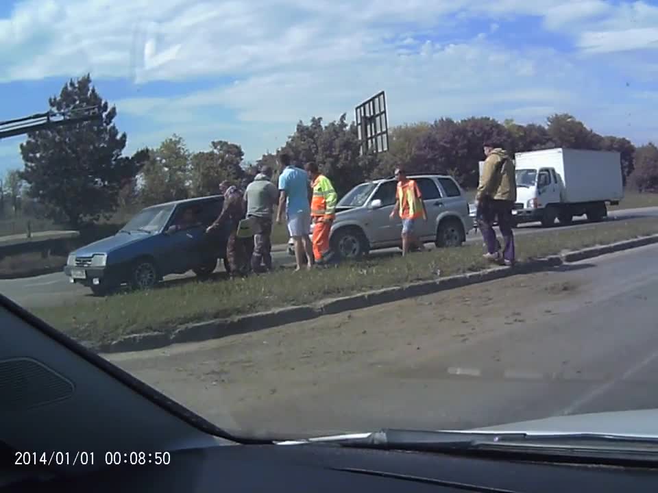 Car Crashes Across Median Into Another Vehicle