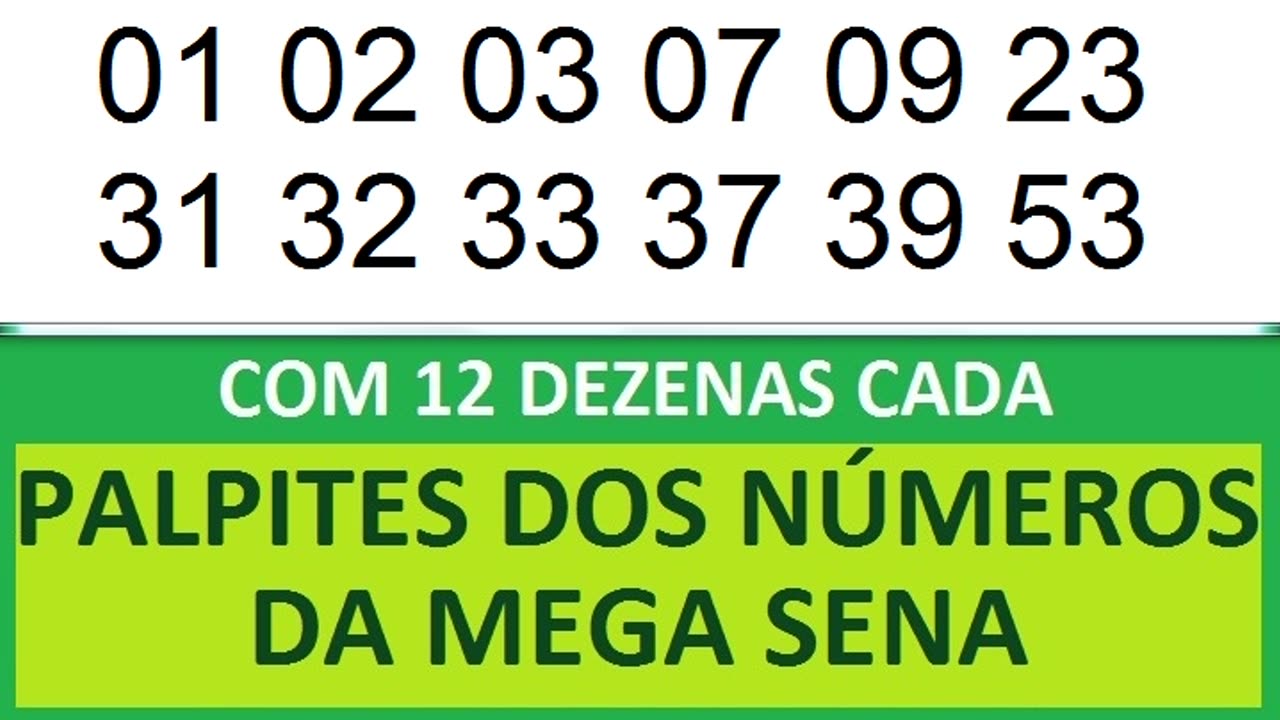 PALPITES DOS NÚMEROS DA MEGA SENA COM 12 DEZENAS jm jn jo jp jq jr js jt ju jv jw jx