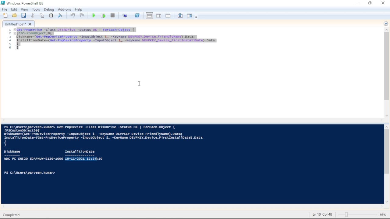 Get the First Install Date of Hard Disk with PowerShell