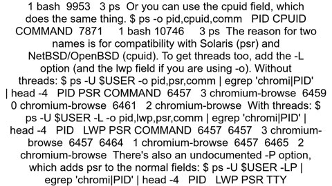 ps utility in linux procps how to check which CPU is used