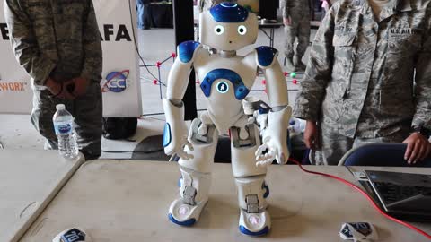 A dancing robot in action.