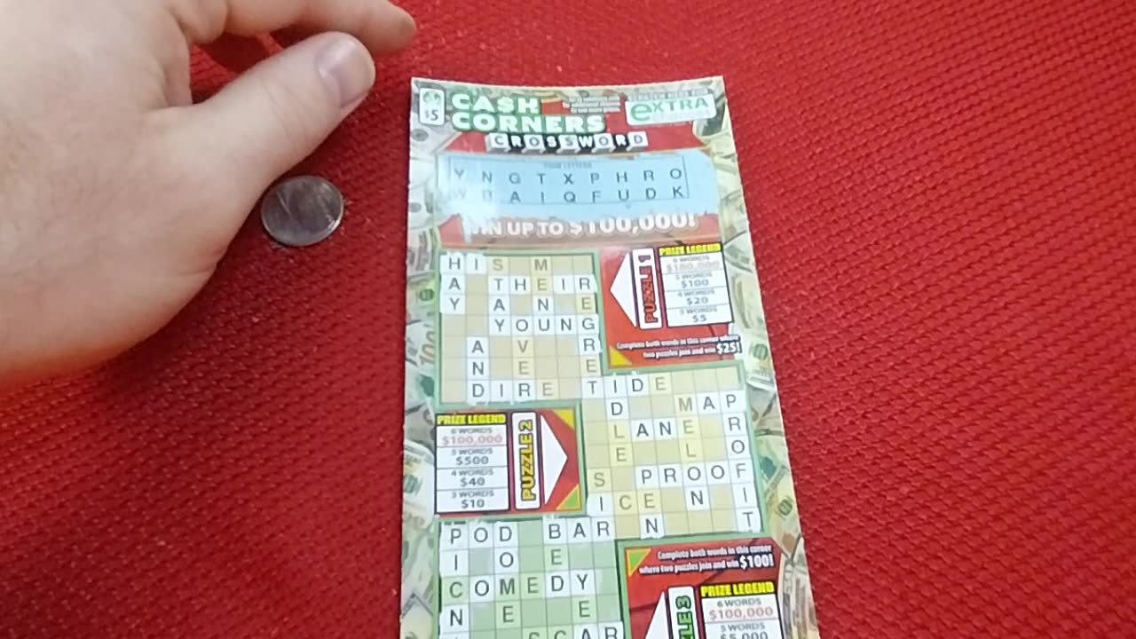 ASMR (brushing, scratching,whispering) won $5.00 off my ticket:CA$H CORNERS CROSSWORD/Number 1