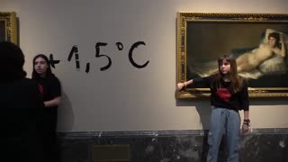 Climate activists glue themselves to Goya paintings in Madrid