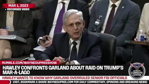 Hawley Wants Answers From Garland Over Mar-A-Largo Raid