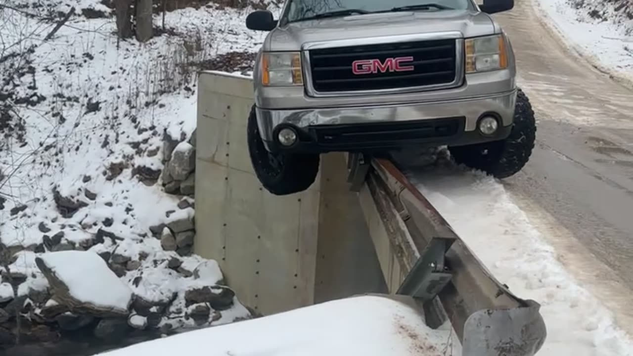 Truck Rail Grinds A Bridge