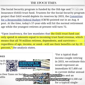 Social Security - If nothing Changes, will see a Reduce of Benefits of $17,400