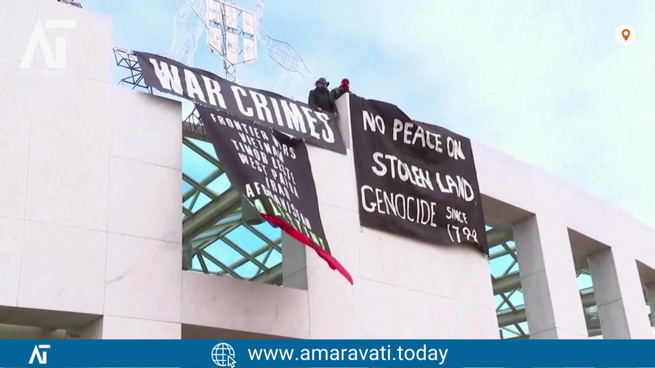 Pro Palestinian Protesters Arrested After Canberra Parliament Roof Climb | Amaravati Today News