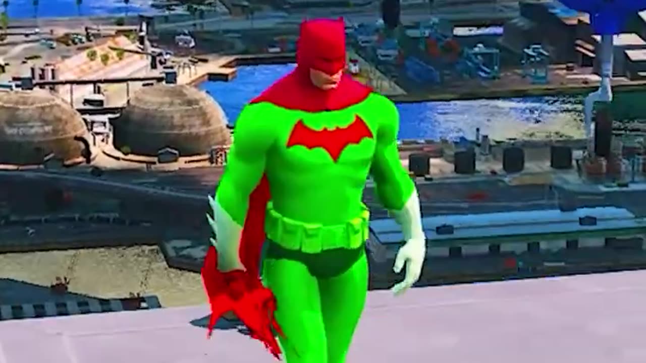 Insane Euphoria Physics - Green Batman vs Hulk vs Spiderman in GTA 5 Crazy Water Ragdolls _shorts