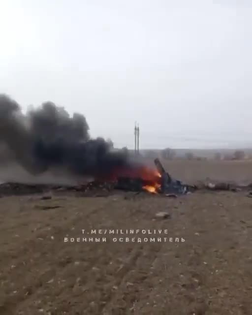 Donetsk region. A Russian Ka-52 helicopter crashed into cables and crashed into a field.