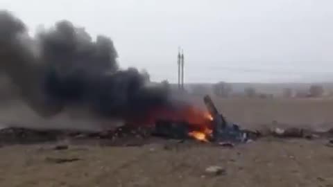 Donetsk region. A Russian Ka-52 helicopter crashed into cables and crashed into a field.