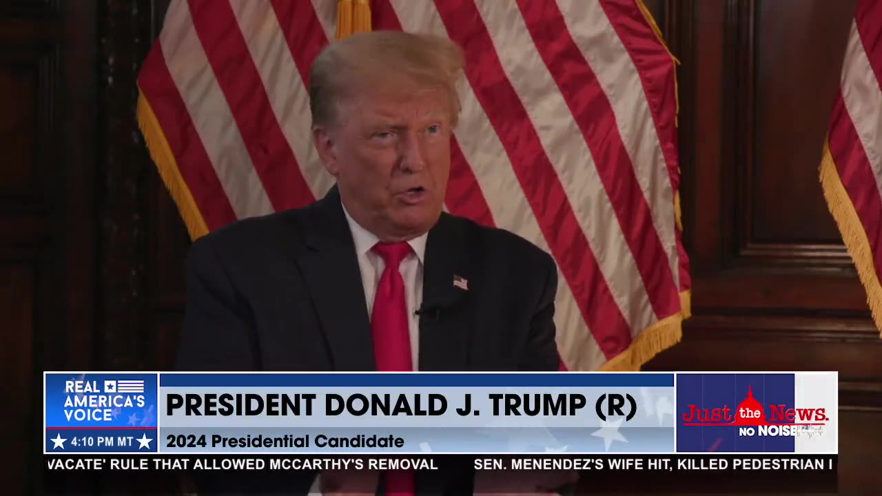 Trump talks about his construction of the border wall and the security crisis under Biden