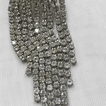 Rhodium Plated 3.8” Drop Earrings. Made with Swarovski Crystal. Party. Event