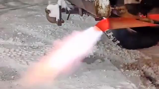 Why is the fire repairman discharging from the exhaust pipe