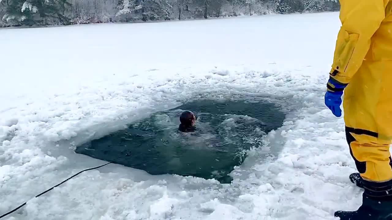 Tough Soldier Jumps Into A Frozen Lake During Her Training In The Canadian Armed Forces