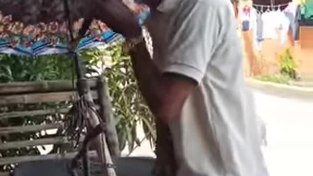 THIS GRANPA HAS A GOOD SINGING VOICE .