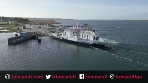 This electric ferry uses a very long extension cord