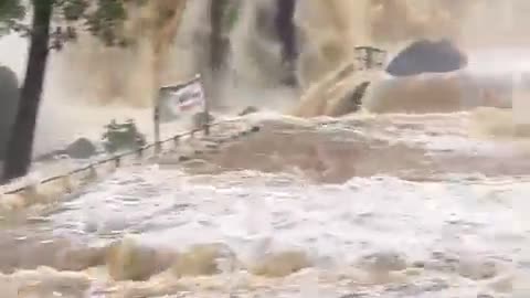 Massive waterfall due heavy rains in the Thiruparappu of Tamil Nadu, India