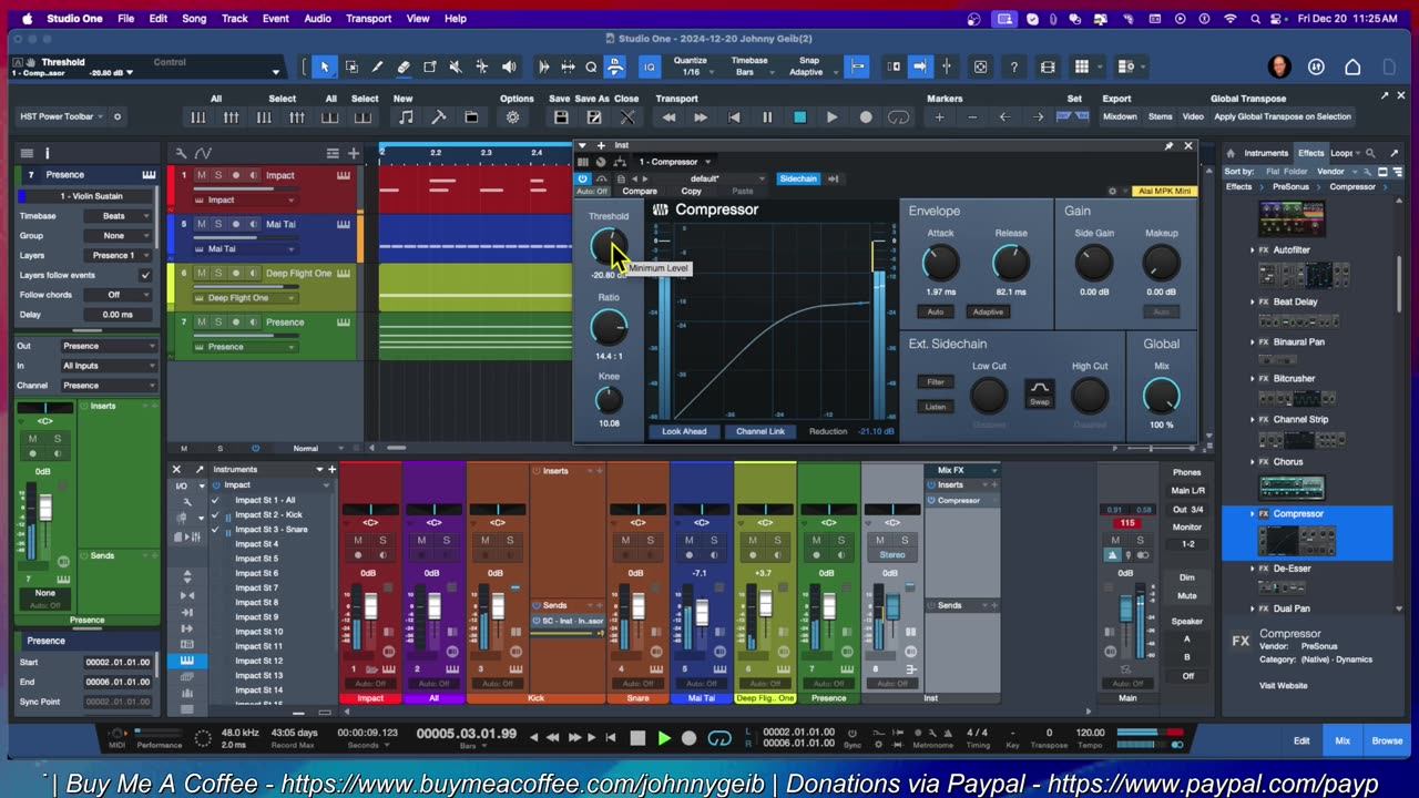 Creating The "Ducking" or "Pumping" Effect - Studio One Pro 7 - Home Studio Trainer Show