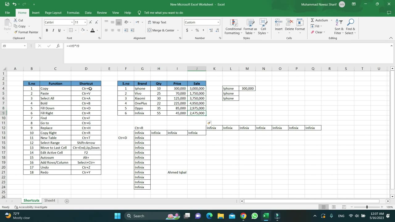 Most Powerful and Frequently used Excel short-cuts (Tutorail#2)