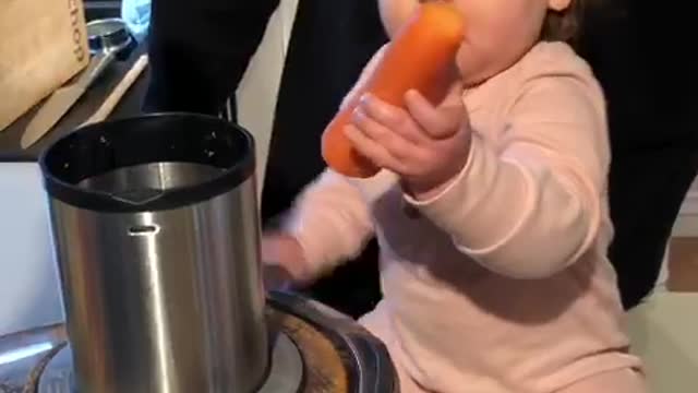 Baby Adds Special Secret Ingredient to Carrot Juice