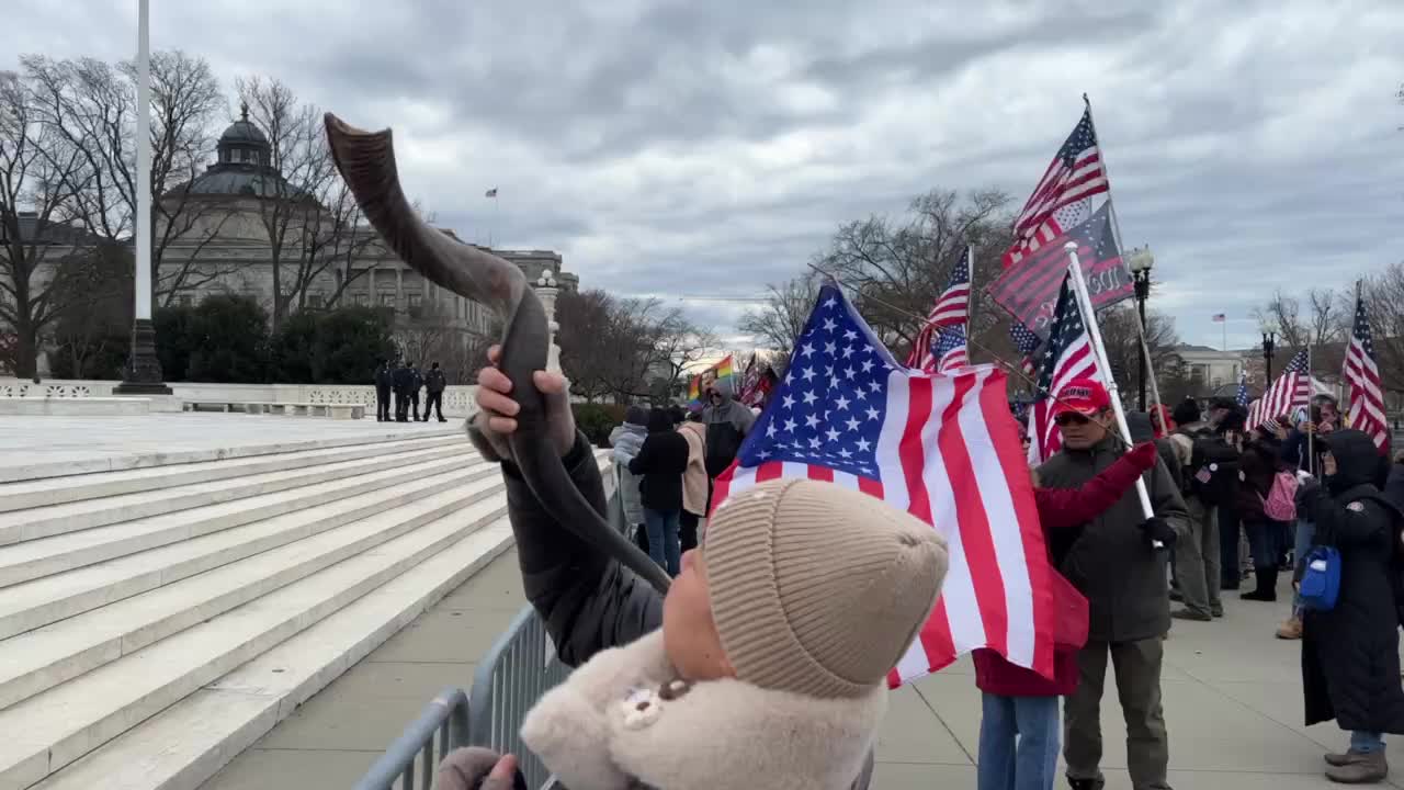 Shofar blowing outside the Supreme Court