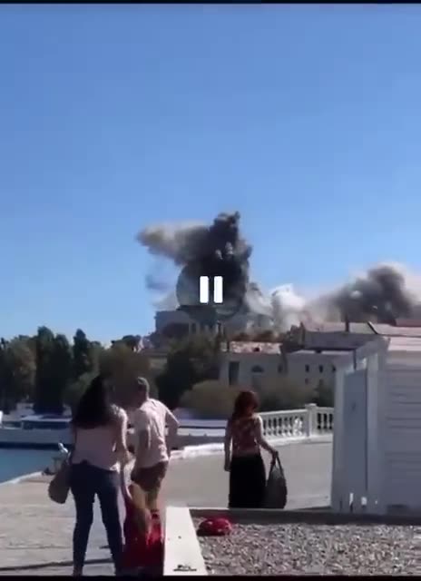Footage of Ukrainian missiles hitting the headquarters of Russian Black Sea Fleet in Sevastopol