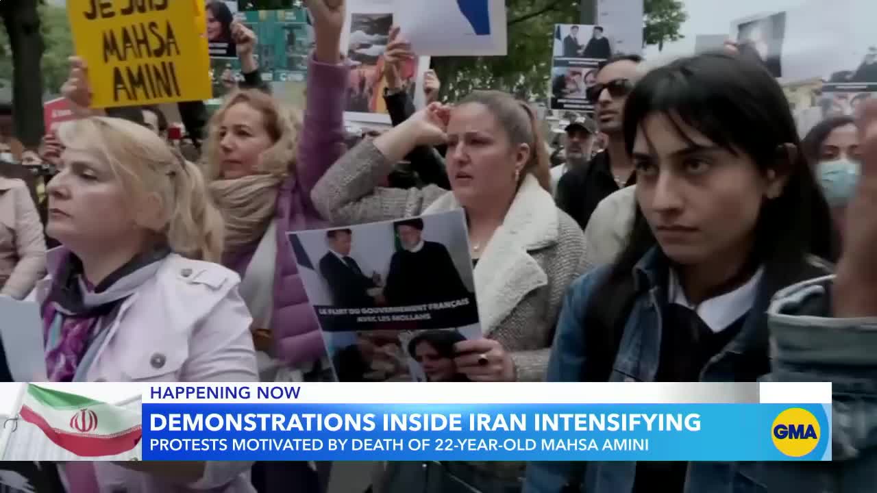 Massive protests in Berlin in support for women in Iran GMA