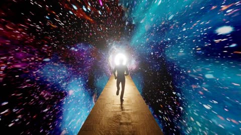 Man In Tunnel Running Toward Light