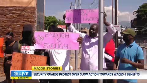 Security Guards Protest Over Slow Action Towards Wages & Benefits