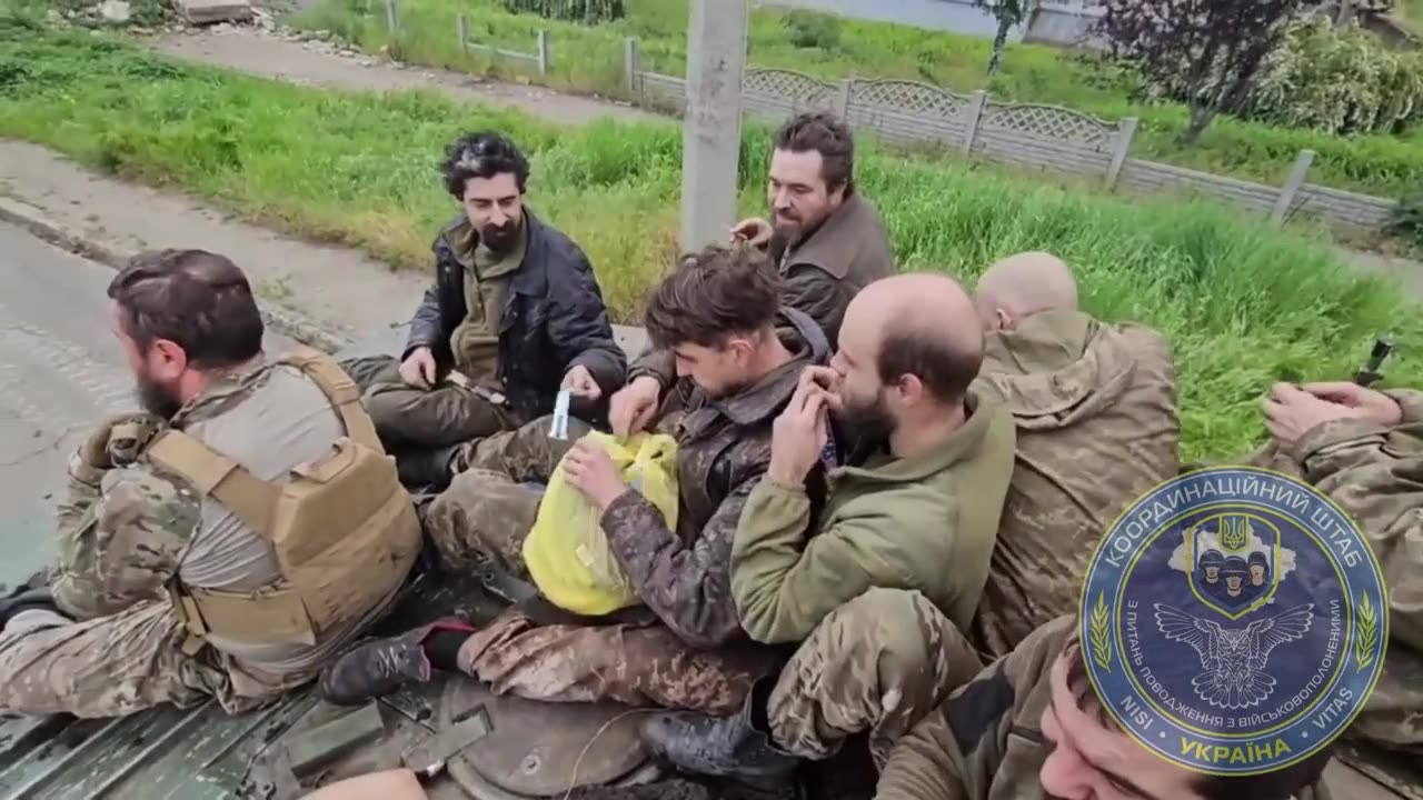 Ukrainian footage of the reported exchange of prisoners in the Bakhmut area.