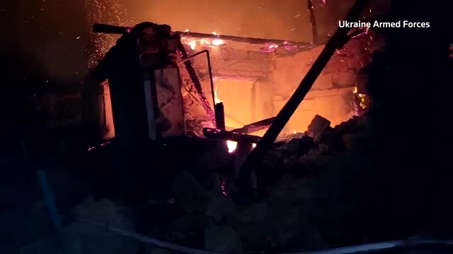 Firefighters tackle Russian missile strike in Odesa