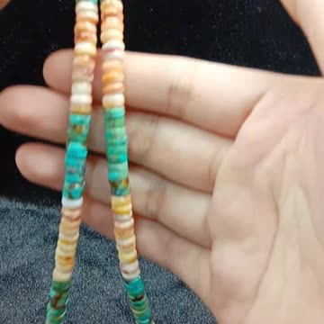 Natural turquoise spiny oyster with green Ghost phantom quartz pendant necklace04