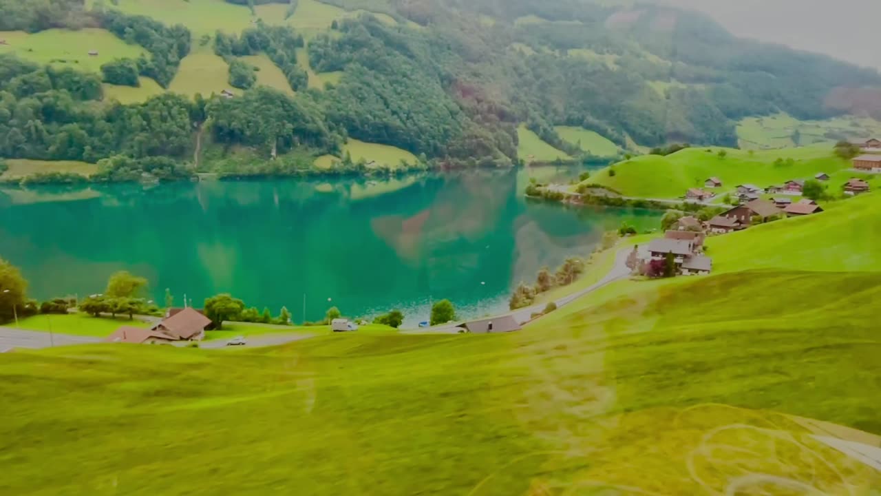 Panoramic view of Alps and Swiss Lakes